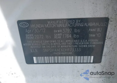 2013 Hyundai Elantra Limited из США, поврежденный, VIN 5NPDH4AE6DH173333